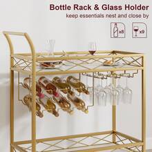 Bar & Serving Carts - Gold - View 7