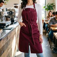 Fashion Unisex Apron With Halter Neck, Side Slit And Multiple Pockets, Cashier, Barber, Barista, Milk Tea Shop, Catering, Kitchen, Korean Style Workwear - Multicolor - View 8