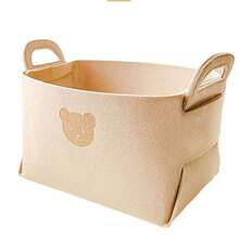 Bear Felt Foldable Storage Basket, Desktop Organizer Box For Snacks, Toys, Cosmetics, Laundry Basket With Handles, Foldable Basket For Wardrobe, Toy Storage, Laundry Room Organization, Shelf Decor Storage Box, Cube Storage Rack - Multicolor - View 12