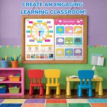 beartale 4Pcs A3 Educational Posters Set For Kids Preschool Early Learning Wall Chart, Alphabet Numbers Days Months Montessori PreK Posters Classroom Decor Teaching Aids, Toddler Kindergarten Baby Back To School Gift , Learning Materials,Halloween,Christmas - Multicolor - View 4
