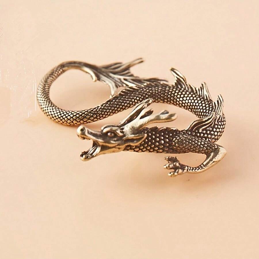 Lucky Brass Dragon Statue - Multifunctional Home And Office Decor, Suitable For Bookshelf Or Desktop Display