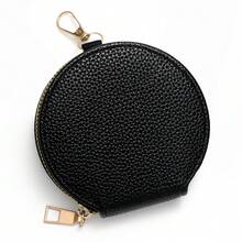 Dompet Koin Wanita dengan Resleting, Tas Earphone Mini Bulat Portabel Motif Biji Leci, Kantong Penyimpanan Kunci - MultiWarna - View 12