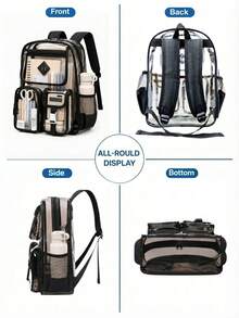 NEWHEY Men's Clear Backpack For School,Heavy Duty PVC Transparent Bookbag For Men Girls Stadium Approved See Through Backpack - Black - View 8