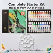 12/18/24/36 Colors Of Acrylic Painting Pigments + Palette, Suitable For Painting Pigment Sets And Tool Supplies. - Transparent - View 13