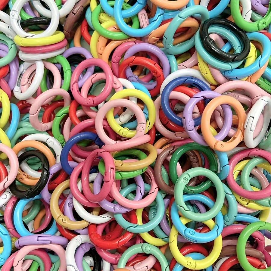 15/30/50/100pcs Flat Trigger Spring Snap O Rings, Metal Key Ring, Round Buckle Clasp, For Keychain, Bags, Purses - Key Chain Hang Hook Replacement Key Ring DIY Craft