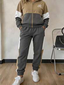 Women Two-Piece Outfits - Khaki - View 2