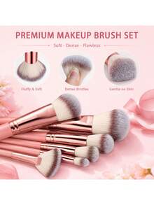 65pcs Professional Makeup Brush Set, Includes Storage Bag, Concealer Brush, Foundation Brush, Blush Brush, Eyeshadow Brush, Powder Brush And Other Multi-Purpose Makeup Tools, Travel Essential Makeup Brush Set, Exquisite Gift For Women And Girls - Pink - View 3