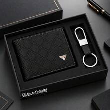 Classic Men's Wallet & Keychain Gift Set, Business Card Holder Wallet, Elegant Everyday Carry, Birthday Christmas Father's Day Gift - Black - View 1