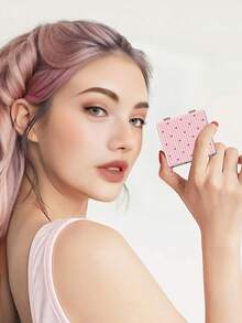 1PC Millennium Y2K Series Portable Vanity Mirror, Foldable Lightweight Ultra-Thin Convenient Hand Mirror, PU Leather, Suitable For Multiple Scenarios And All People, Foldable Small Square Mirror, Pocket Mirror, Cartoon Love Heart Bow And Ditsy Floral Print Pattern Design, Exquisite Handheld 180° Flip Cover Multi-Function Mini Mirror Compact Mirror Mirrors - Multicolor - View 3