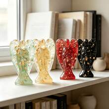 Angel Figurine, Natural Crystal Crushed Stone Resin Decor, - Multicolor - View 1