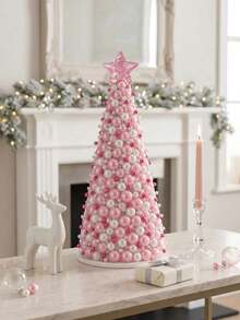 1 Set DIY Beaded Christmas Tree Craft Kit, 5 Color Options, Pearl-Effect Beads, Rhinestone Accents & Glitter Star Topper, Christmas Home Decor, Handmade Tabletop Centerpiece For Shelf & Mantel Display, Festive Party Decoration & Holiday Gifts - DIY Bead Christmas Tree - View 8