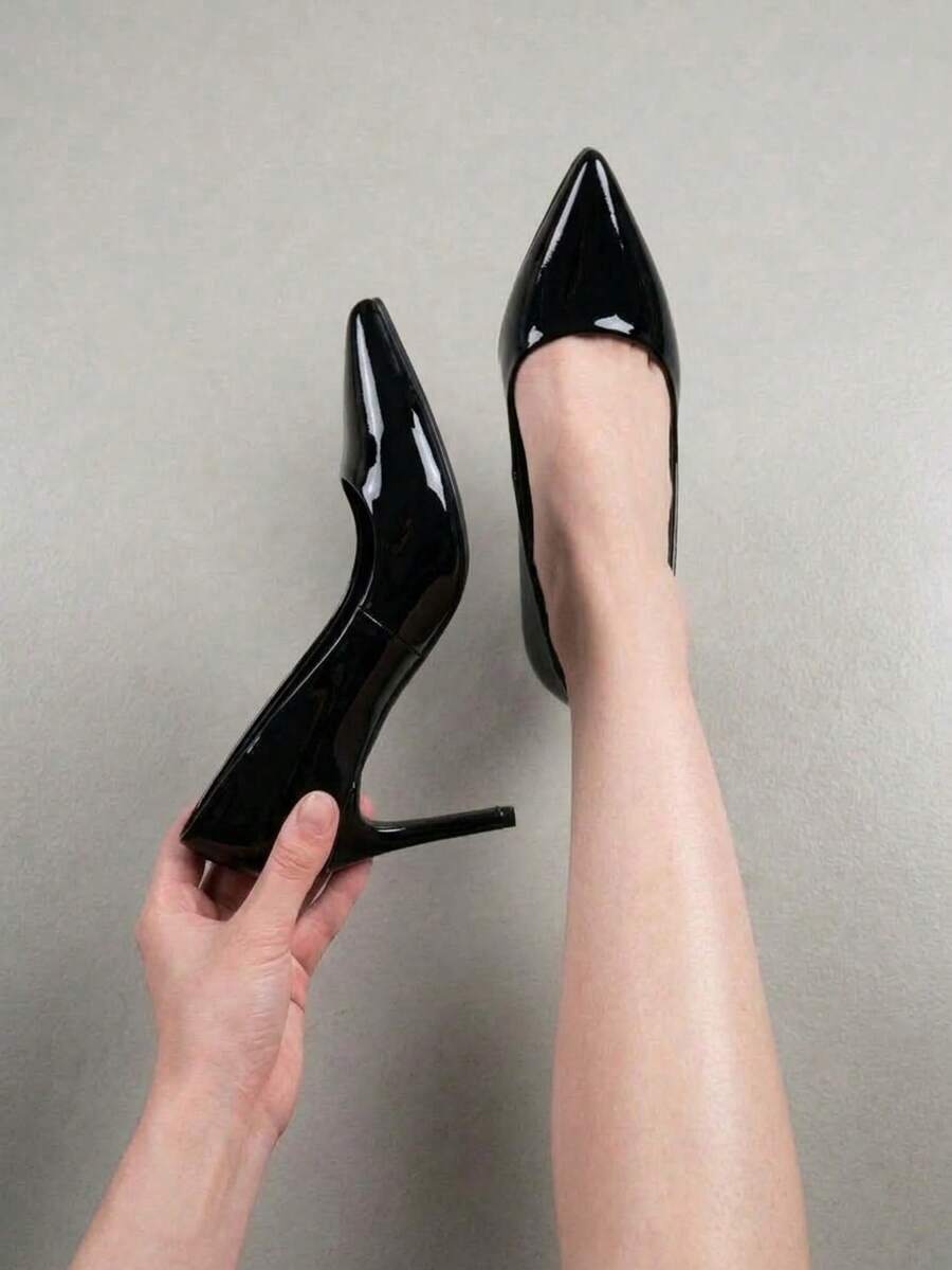 Women Pumps - Black Patent Leather - View 1
