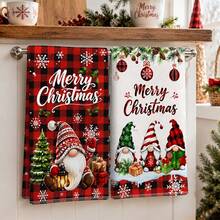 2pcs/Set, 18x26in Christmas Berry & Flower Pattern Towel Set, Quick Dry Kitchen Cleaning Cloth, Soft Absorbent Towel Set, Kitchen Decor, Home Decor, Christmas Decoration, Christmas Gift For Friends - Red and White - View 8