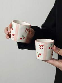 1 Teapot 4 Cups Set, INS Style Cute Handmade Ceramic Teapot And Teacup Set, Hand-Painted Cherry Line Teapot And Teacup, Coffee Pot Afternoon Tea Cup Gift Box Set, Highly Attractive Gift - Multicolor - View 11