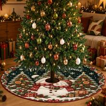1pc Cute Hugging Snowman Pattern Christmas Tree Skirt, Elegant Color Holiday Decor, 5 Sizes, Unisex Holiday Gift, Suitable For Home And Party Christmas Home Decoration - Cute Hugging Snowman - View 2