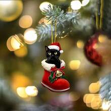 Christmas Shoes Black Cat Acrylic New Style Hanging Ornament Cross-Border Flat Car Rearview Mirror Pendant Keychain - Acrylic Pendant - View 2