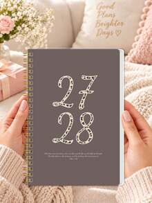 1pc 24-Month Monthly Planner 2027-2028, Leopard Number Cover Spiral Notebook, Lay-Flat Planner With Monthly Overview & Notes, Office Desk Accessories, Christmas Gifts, Bible Study Materials - Rectangle - View 5