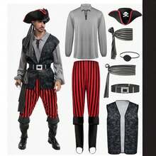 2026 Halloween Men's Medieval Adult Pirate Role Playing Costume Set - Adult Pirate B - View 1