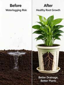 Pot Tanaman Plastik dengan Tatakan Drainase, Pot Bunga dengan Celah Samping yang Bernapas, Wadah Tanaman Dekoratif Berbagai Ukuran untuk Meja, Balkon, Ruang Tamu, Dekorasi Berkebun Dalam & Luar Ruangan - pot bunga - View 8