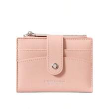 Women's PU Leather Wristlet Wallet, Fashionable Versatile Bifold Short Wallet, Snap Closure With Multiple Card Slots, Zipper Coin Pocket, Portable - Multicolor - View 7