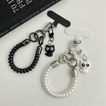 Black and White Cat Spring Phone Lanyard