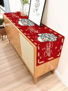 1pc Christmas Pattern Printed Linen Table Runner, Placemat, Suitable For Holiday, Party, Birthday, Dinner, Kitchen Dining Table Decoration, Shoe Cabinet Storage Cabinet Cover, All Season Room Decor, Home Textile Decoration Table Runner Placemat - Multicolor - View 5