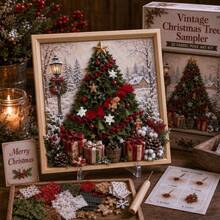 Christmas 3D Fabric Punch Needle Embroidery Art Kit, Adult Use, Framed No-Sew DIY Handmade, No Glue Included, Textured Scalloped Edge Fabric, Complete Holiday Art Set, Suitable For Mantel, Shelf, Wall And Home Decor - A - View 11