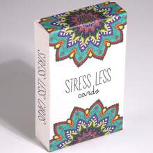 1Set/50pcs <Stress Less> Cards, Stress Less Cards, Mindfulness & Meditation Prompt Card Deck, Self-Care Relaxation Exercise Cards For Stress & Anxiety Relief, Daily Calm Activity Cards, For Office, Home, Bedtime, Mental Relaxation & Wellness Gifts - Multicolor - View 3