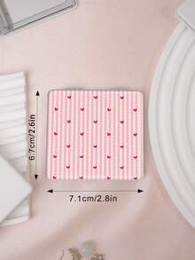 1PC Millennium Y2K Series Portable Vanity Mirror, Foldable Lightweight Ultra-Thin Convenient Hand Mirror, PU Leather, Suitable For Multiple Scenarios And All People, Foldable Small Square Mirror, Pocket Mirror, Cartoon Love Heart Bow And Ditsy Floral Print Pattern Design, Exquisite Handheld 180° Flip Cover Multi-Function Mini Mirror Compact Mirror Mirrors - Multicolor - View 4
