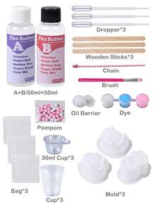 Taba Handmade Kit, DIY Jewelry Making Set, 1:1 AB Liquid Silicone With 3 Molds For Gel Crafting, Create Your Own Ultra-Soft Gel Crafting Kit, Birthday Holiday Gift Party Favor, DIY Craft Enthusiasts, Suitable For Beginners, For Ages 14 And Up - 1Pc - View 3