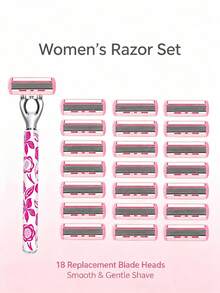 Women's Manual Safety Razor With Replaceable Blades, Floral Print Non-Slip Shaver, 6-Layer Stainless Steel Blades, Painless Hair Removal For Legs, Underarms, Bikini And Body, Travel Beauty Tool, Manual Body Razor, Women's Shaving Razor, Bikini Trimmer - Multiple Styles - View 2