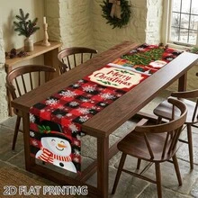 Satu Set Bendera Meja Panjang Motif Kepingan Salju Natal Cetak Datar 2D, Dekorasi Meja Makan Persegi Panjang, Cocok untuk Dapur, Rumah, Pertemuan Liburan, Dekorasi Pesta Makan Malam, Cetak Datar 2D - 16 - View 1