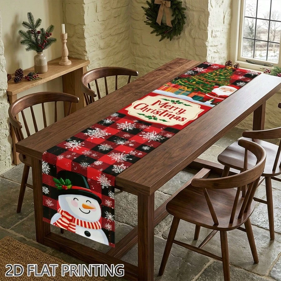 Satu Set Bendera Meja Panjang Motif Kepingan Salju Natal Cetak Datar 2D, Dekorasi Meja Makan Persegi Panjang, Cocok untuk Dapur, Rumah, Pertemuan Liburan, Dekorasi Pesta Makan Malam, Cetak Datar 2D - 16 - View 1