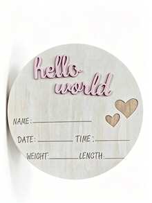 1pc Wooden Growth & Pregnancy Milestone Marker - Perfect For Room Decor And Photography, Includes Birth Date And Weight Tracking Features, "Hello World" Birth Announcement Board Photo Prop, Wooden Name Keepsake, Birthday Celebration Souvenir - Multicolor - View 6
