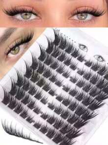 80pcs Cat Eye Eyelash Clusters With Pointed Tips LC Curl Fox Eye Clusters Eyelash Extension Product 6-20mm Long Dense Eyelash Clusters Pre-Designed Cat Eye Eyelash Clusters Anime Style Single Eyelashes Left & Right Random Base Card Color - C - View 1