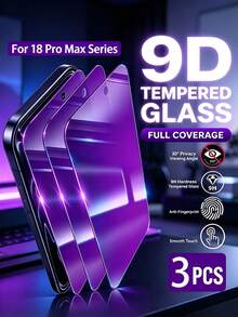 MSRI 3pcs Purple Privacy Screen Protector, Protects Personal Privacy, Uses Special Treatment 9H High Hardness Glass Substrate, Fully Protects Screen From Scratches And Bumps, Dust-Proof Design Protects Screen Edges, Anti-Fingerprint And Water-Resistant, Smooth Touch Feel, Suitable For Phone Cases, Compatible With IPhone Duo/18 Pro/18 Pro Max/18/17E/17 Pro Max/17 Pro/17Air/17/16 Pro Max/16 Pro/16 Plus/16/15 Pro Max/15 Pro/15 Plus/15/14/13/12 And Other Models. - Purple - View 9