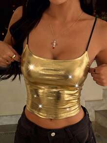 Women's Halloween Gold Cami Top - Gold - View 1