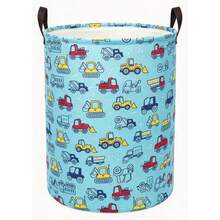 1pc Cartoon Washing Machine Print Storage Basket, Foldable Laundry Basket With Handle, Suitable For Clothes And Miscellaneous Items Multi-Functional Storage, Home Decor, Room Decor, Bedroom Decor - Blue - View 11