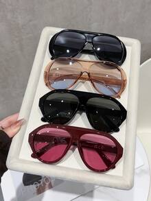 3/4 Women's Large Frame Aviator Style Fashion Glasses, Design, Timeless, Suitable For Outdoor Activities, Street Parties, Driving, Travel, Vacation, Fits All Face Shapes - Multi-color-1 - View 17