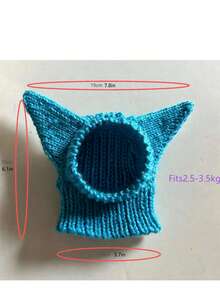 Mũ CAT ấm mùa Thu/Đông, mũ yêu tinh dễ thương phù hợp cho đầu cỡ nhỏ và trung bình - Màu xanh lam - Xem 3