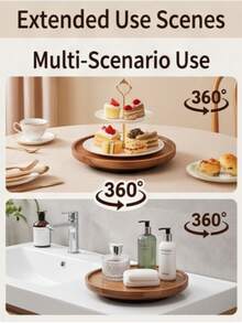 1pc Rotating Storage Tray, Multi-Functional Countertop Spice Rack & Breakfast Tray, 360° Swivel Organizer, Suitable For Christmas, Halloween And Other Holidays - View 5