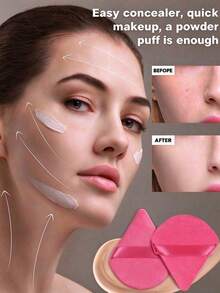 50/40/5/1pc Triangular Makeup Sponge, Reusable Multi-Functional Makeup Tool, Suitable For Liquid Foundation, Primer, BB Cream, Sunscreen, Cushion, Blush, Etc., Perfect Alternative To Makeup Brushes, Hands-Free, Travel And Home Essential - Hot Pink - View 2