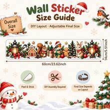 Christmas Wreath Wall Sticker Holiday Border Decal Pine Branch Red Bow Kitchen Cabinet Wall Decor Christmas Decoration Suitable For Kitchen Island Fireplace Mantel Dining Room - Christmas Wall Decals - View 4