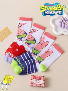 SpongeBob SquarePants 4/2/1 زوج جوارب رجالية SquarePants، جوارب كرتونية مضحكة متوسطة الطول، سميكة للخريف/الشتاء - متعدد الألوان - مشاهدة 3