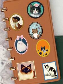 50pcs Cute Cat Stickers For Decorating Planner, Diary, Scrapbook, Notebook, Luggage, Guitar, Skateboard, Manual, Tablet, Water Bottle, Phone - Multicolor - View 4