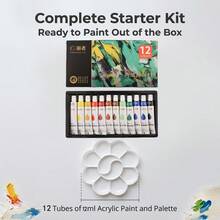 12/18/24/36 Colors Of Acrylic Painting Pigments + Palette, Suitable For Painting Pigment Sets And Tool Supplies. - Transparent - View 5