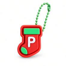 1pc A-Z Letter Christmas Stocking Keychain, Cute Mini Sock Bag Charm Pendant, Xmas Holiday Gift For Backpack Key Ring Decor - Multicolor - View 21