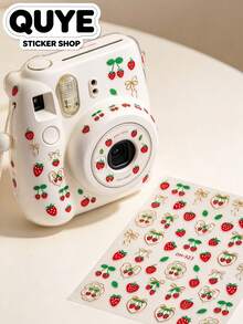 1 Set Decorative Stickers, Strawberry And Cherry Pattern With Gold Outline, Stickers, Planner Supplies, Used For Decorating Various Daily Items - Fruit Series Stickers - View 3
