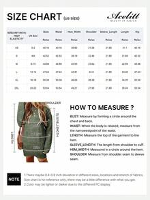 Acelitt Autumn/Winter Women's Olive Green Solid Color Knit Textured Pattern Drop Shoulder Oversized Sweater Dress Casual Fall - Olive Green - View 6