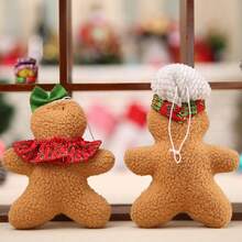 1/2Pcs Gingerbread Man Christmas Ornaments, Soft Plush Gingerbread Hanging DecorXmas Tree Pendant With Bowknot, Holiday Home Party DecorKids Gift - Multicolor - View 11